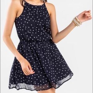 francesca’s navy polka dot dress